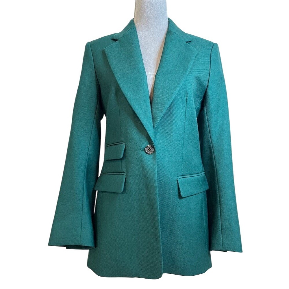 Banana Republic 100% Wool Blazer Jacket Womens 6 Green Business Workwear